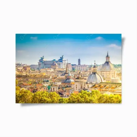 Poster sonnige skyline von Rom mit kuppeln – Wallnifity®