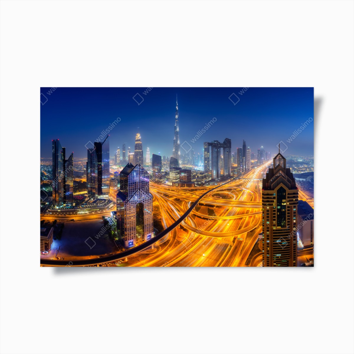 Poster panorama der nächtlichen skyline von Dubai – Wallnifity®