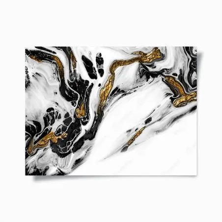 Poster schwarz-weiße abstraktion mit goldenen adern – Wallnifity®