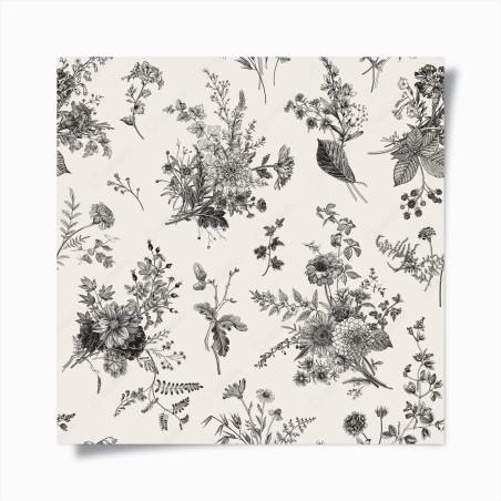 Poster klassisches schwarzweißes blumenmuster – Wallnifity®