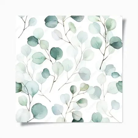 Poster zarter eukalyptus-aquarell blättermuster – Wallnifity®