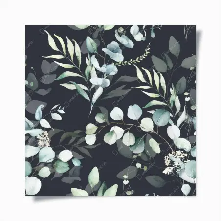 Poster eukalyptus aquarell botanisches muster auf dunklem hintergrund – Wallnifity®