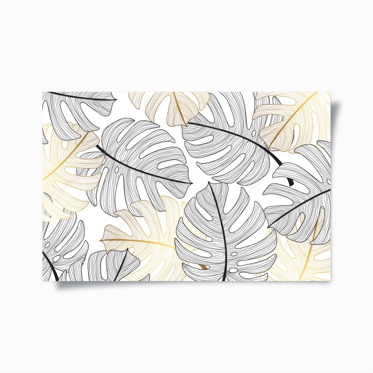 Poster monstera-blattmuster mit goldakzenten – Wallnifity® Poster monstera-blattmuster mit goldakzenten – Wallnifity®
