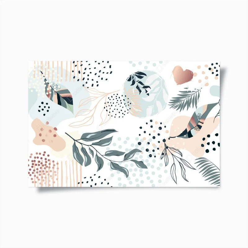 Poster pastellfarbenes botanisches abstraktes muster