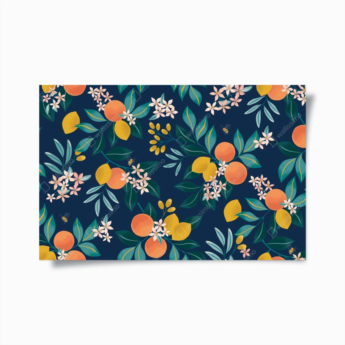 Poster botanisches zitronen- und orangenmuster auf marineblauem hintergrund – Wallnifity® Poster botanisches zitronen- und orangenmuster auf marineblauem hintergrund – Wallnifity®