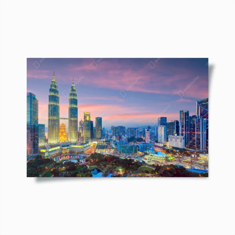 Poster Kuala Lumpur skyline bei dämmerung
