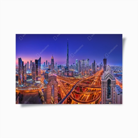 Poster Dubai panorama bei dämmerung – Wallnifity®