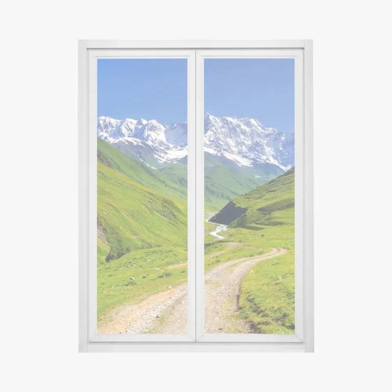 Fensteraufkleber majestätischer blick auf Shkhara von Ushguli