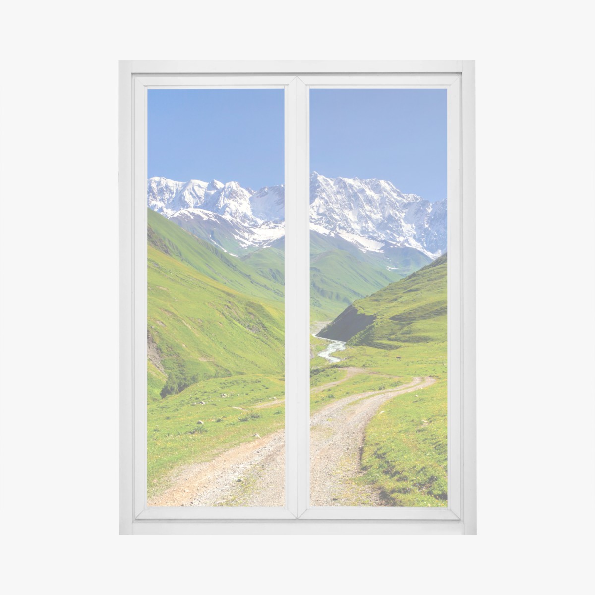 Fensteraufkleber majestätischer blick auf Shkhara von Ushguli – Wallnifity®