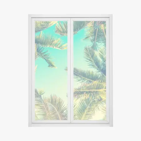 Fensteraufkleber vintage türkis palmenhimmel – Wallnifity®