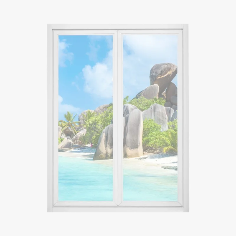 Fensteraufkleber strand Anse Source d'Argent, La Digue