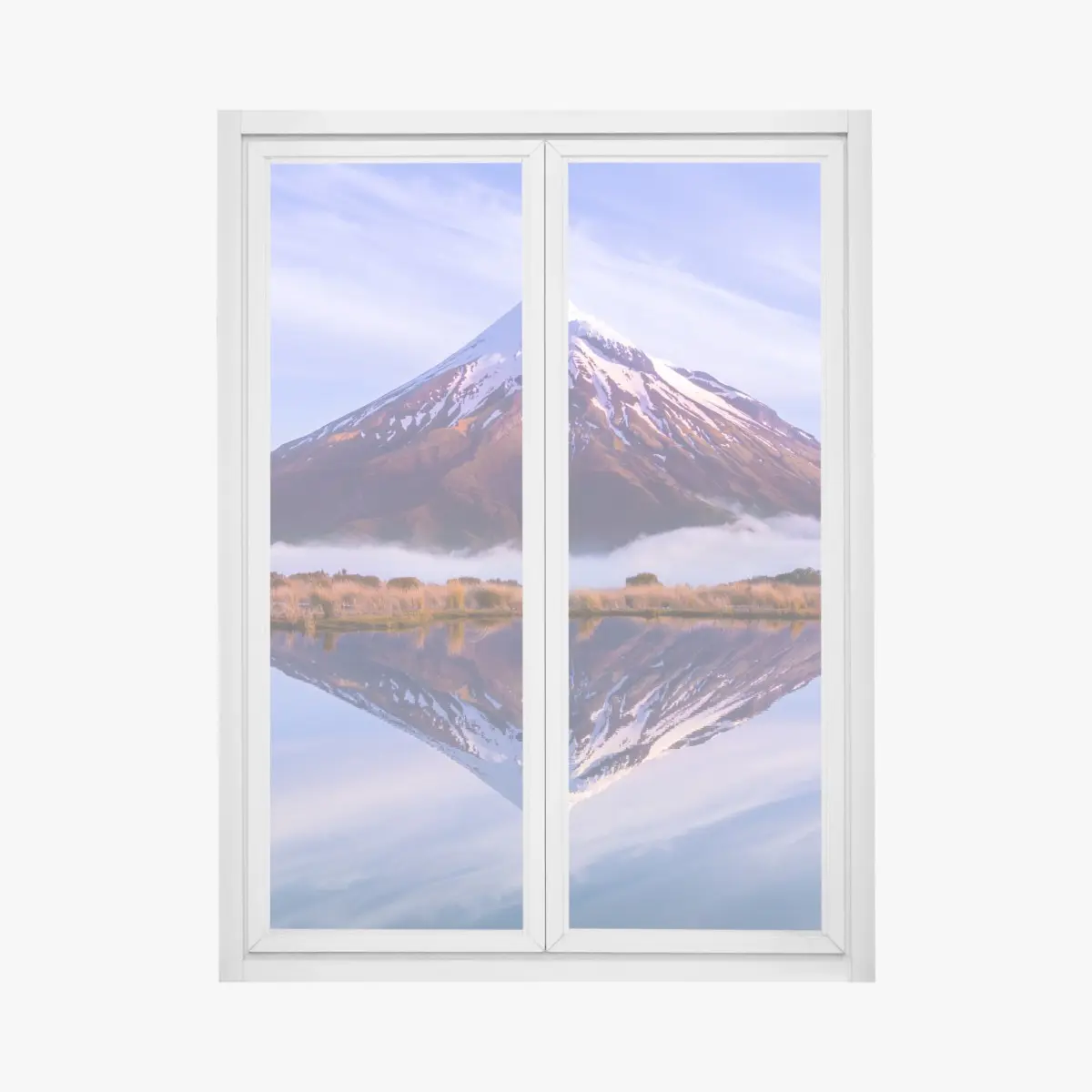 Fensteraufkleber majestätische bergspiegelung bei sonnenaufgang – Wallnifity® Fensteraufkleber majestätische bergspiegelung bei sonnenaufgang – Wallnifity®