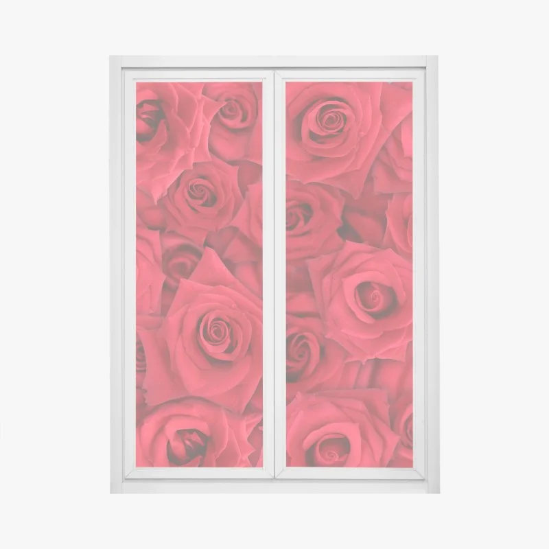 Fensteraufkleber leuchtende rote rosen collage