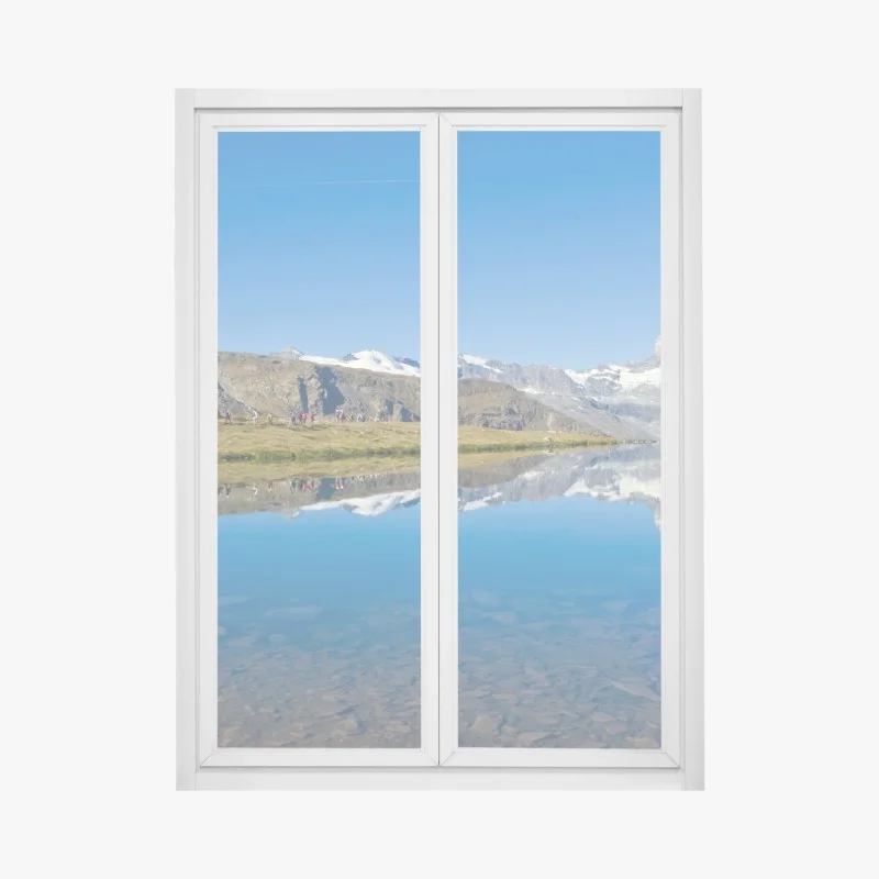 Fensteraufkleber alpenberg spiegelung über stillem see