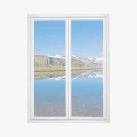 Fensteraufkleber alpenberg spiegelung über stillem see – Wallnifity®