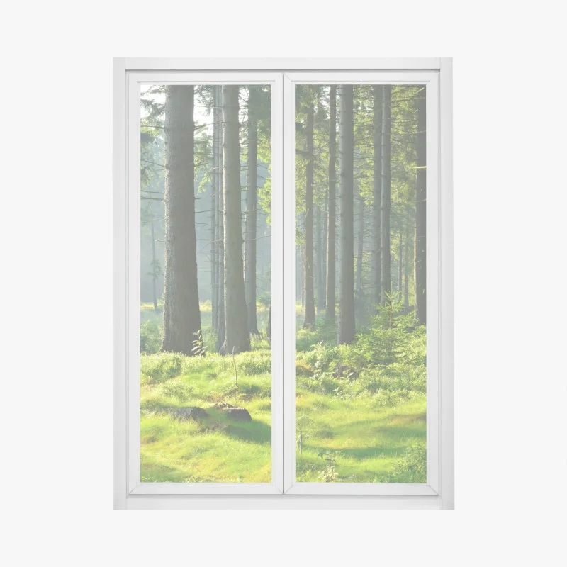 Fensteraufkleber sonnige grüne lichtung im wald