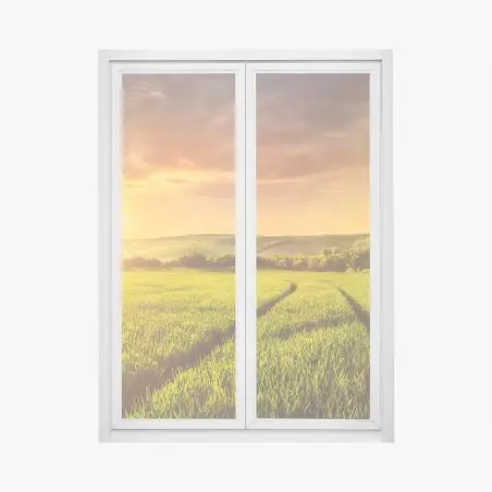 Fensteraufkleber sonnenbeschienene wiese im abendlicht – Wallnifity®