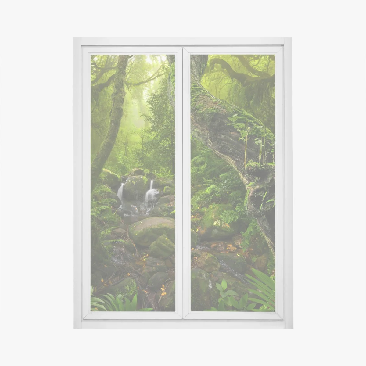 Fensteraufkleber moosiger waldbach im morgenlicht – Wallnifity® Fensteraufkleber moosiger waldbach im morgenlicht – Wallnifity®
