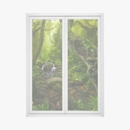 Fensteraufkleber moosiger waldbach im morgenlicht – Wallnifity®