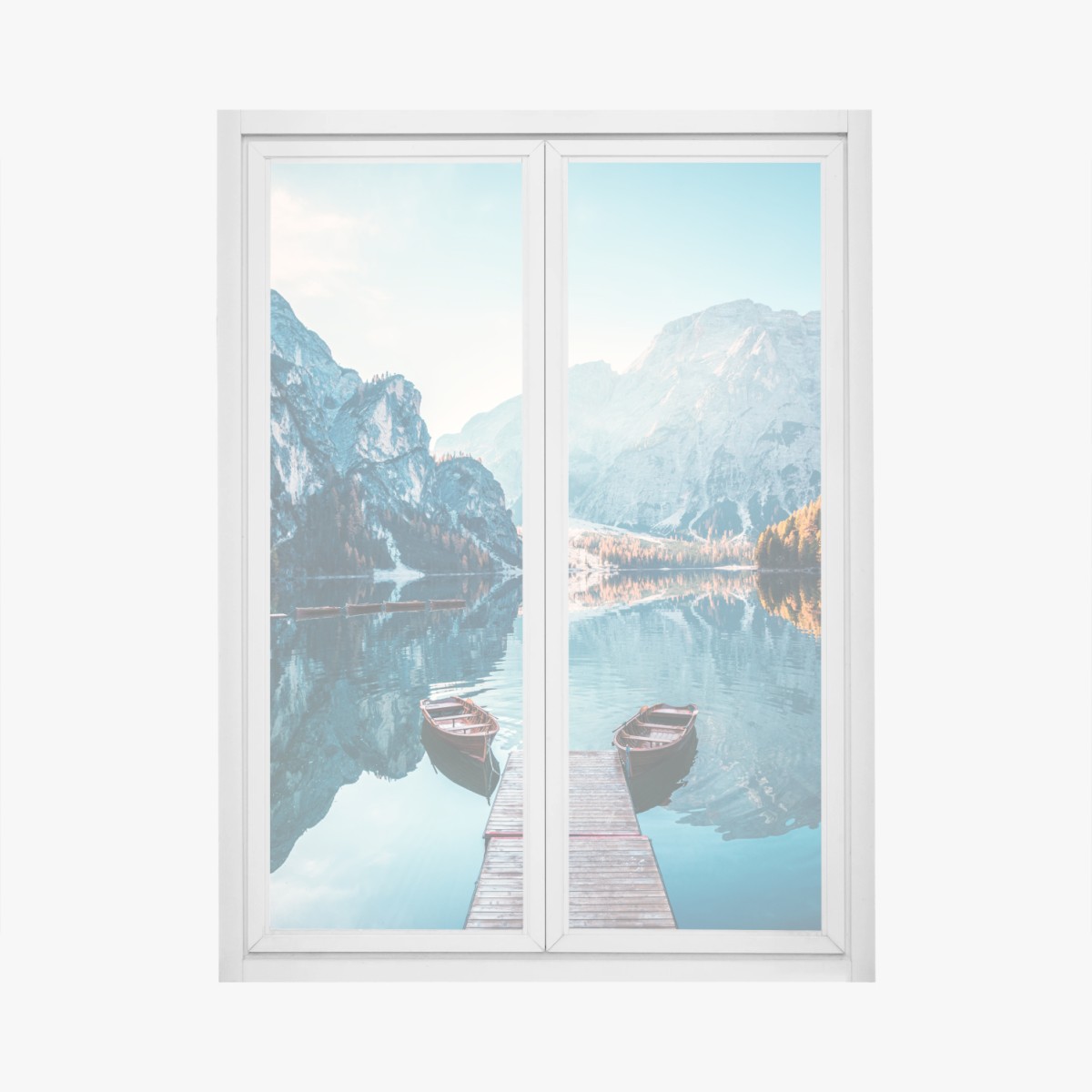 Fensteraufkleber ruhiger morgen am Pragser Wildsee, Dolomiten – Wallnifity®