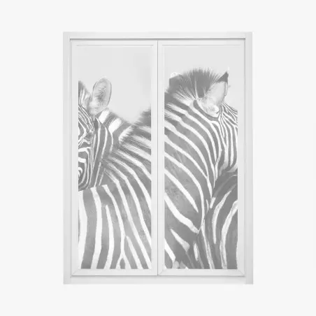Fensteraufkleber verschlungene zebras in monochrom – Wallnifity®