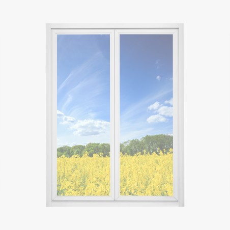 Fensteraufkleber polnisches rapsfeld unter blauem himmel – Wallnifity®