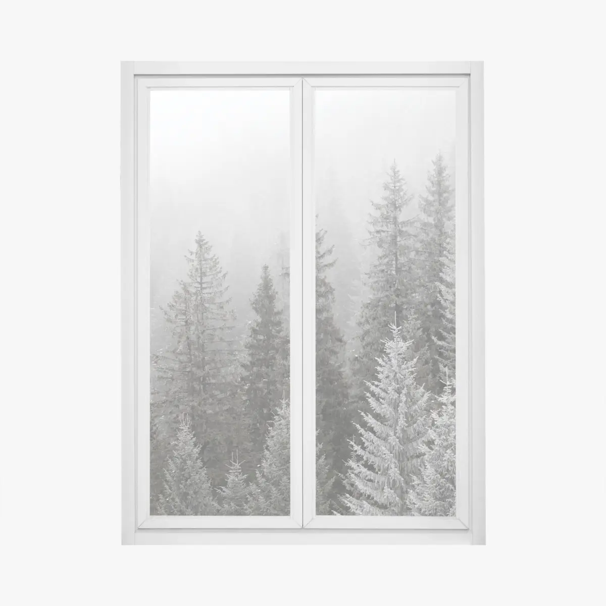 Fensteraufkleber nebliger winterwald in den Karpaten – Wallnifity®