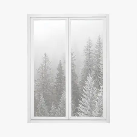 Fensteraufkleber nebliger winterwald in den Karpaten – Wallnifity®