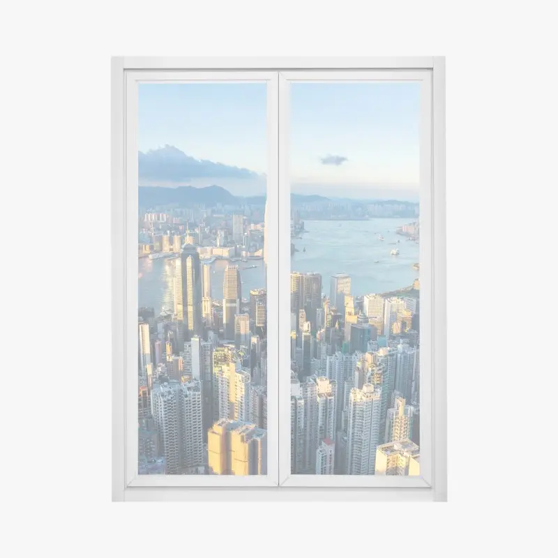Fensteraufkleber panorama von Hongkong bei sonnenuntergang