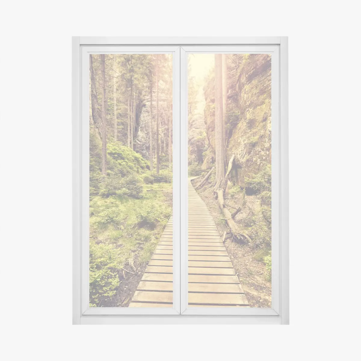 Fensteraufkleber sonniger holzsteg in Adrspach Teplice – Wallnifity®