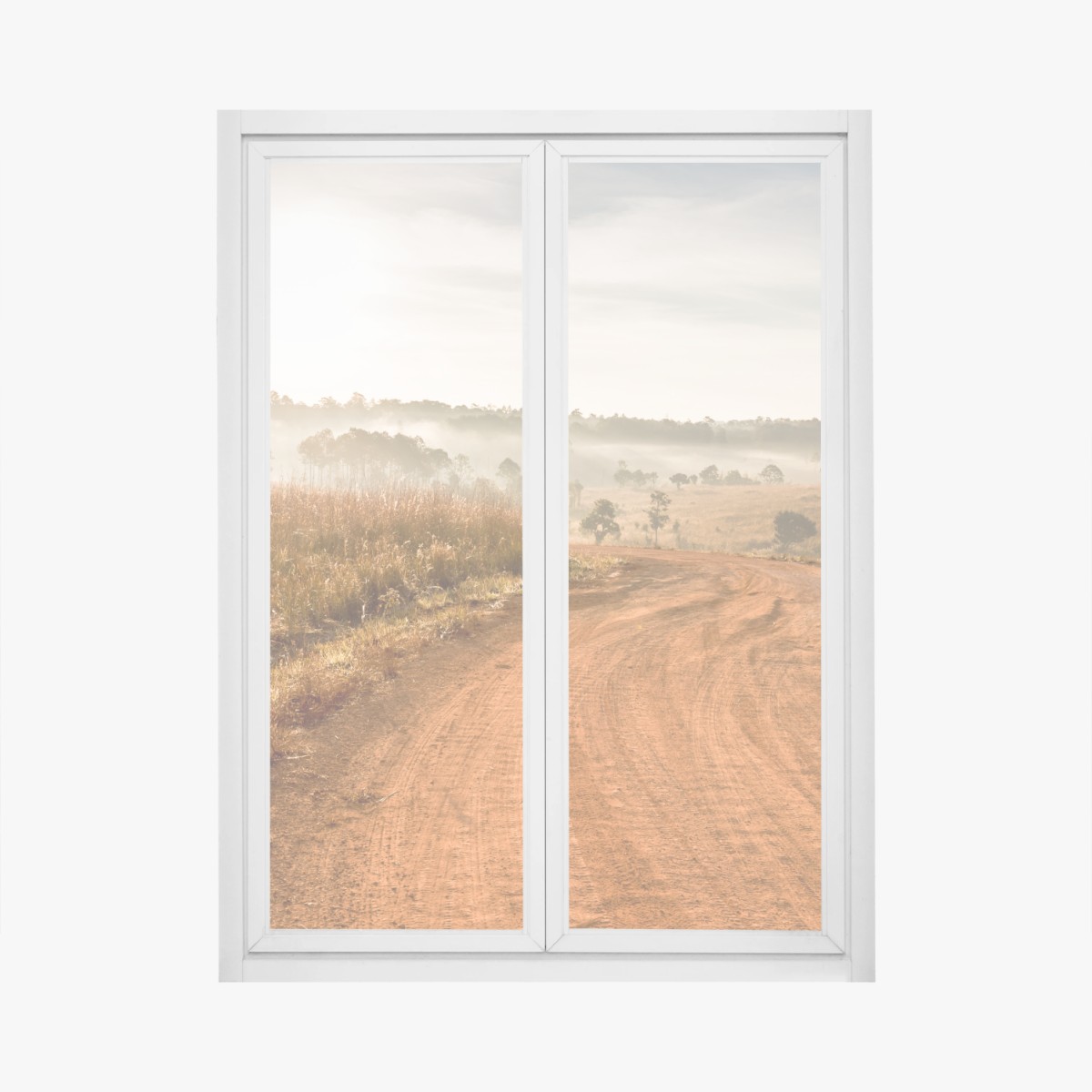 Fensteraufkleber morgendlicher feldweg in Thung Salaeng Luang – Wallnifity®