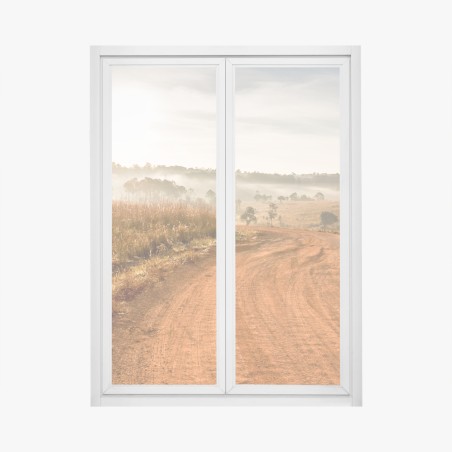 Fensteraufkleber morgendlicher feldweg in Thung Salaeng Luang – Wallnifity®