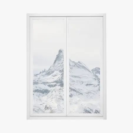 Fensteraufkleber majestätischer schneebedeckter berggipfel – Wallnifity®