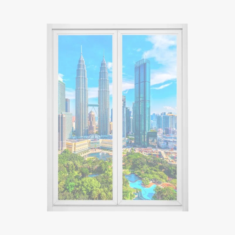 Fensteraufkleber Kuala Lumpur skyline mit den Petronas Towers