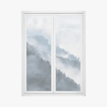 Fensteraufkleber nebelverhangene bergkämme – Wallnifity®