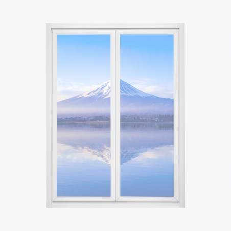 Fensteraufkleber Mount Fuji morgendliche reflexion über ruhigem see – Wallnifity®