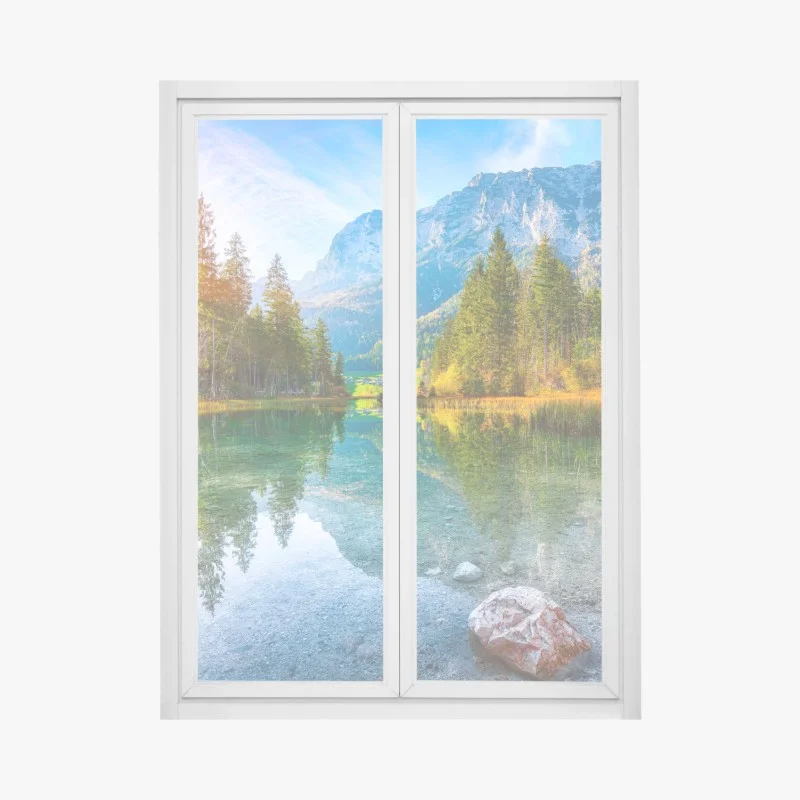 Fensteraufkleber Hintersee herbstliche see- und bergspiegelung