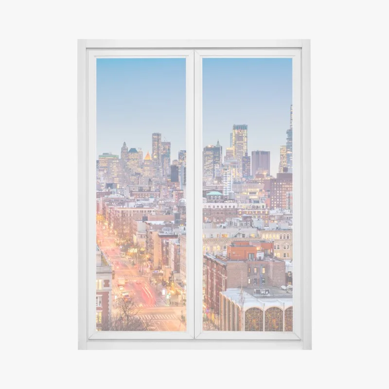 Fensteraufkleber New York skyline bei dämmerung