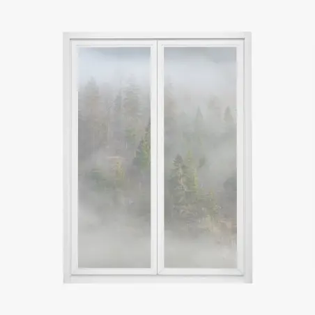 Fensteraufkleber nebliger bergwald – Wallnifity®