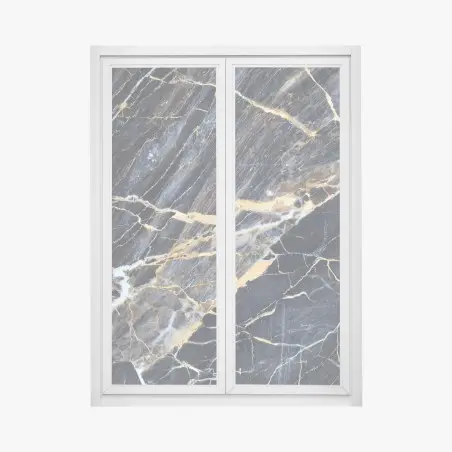 Fensteraufkleber dunkler marmor mit goldenen und cremefarbenen adern – Wallnifity®
