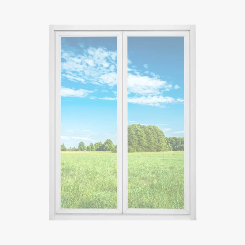 Fensteraufkleber sonnige grüne wiese unter blauem himmel
