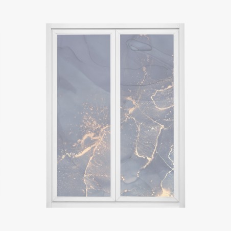 Fensteraufkleber dunkelblaue marmor-abstraktion mit goldenen adern – Wallnifity®