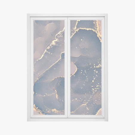 Fensteraufkleber marineblau-goldene marmorabstraktion – Wallnifity®