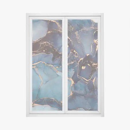 Fensteraufkleber tiefes ozeanblau mit goldadern – Wallnifity®
