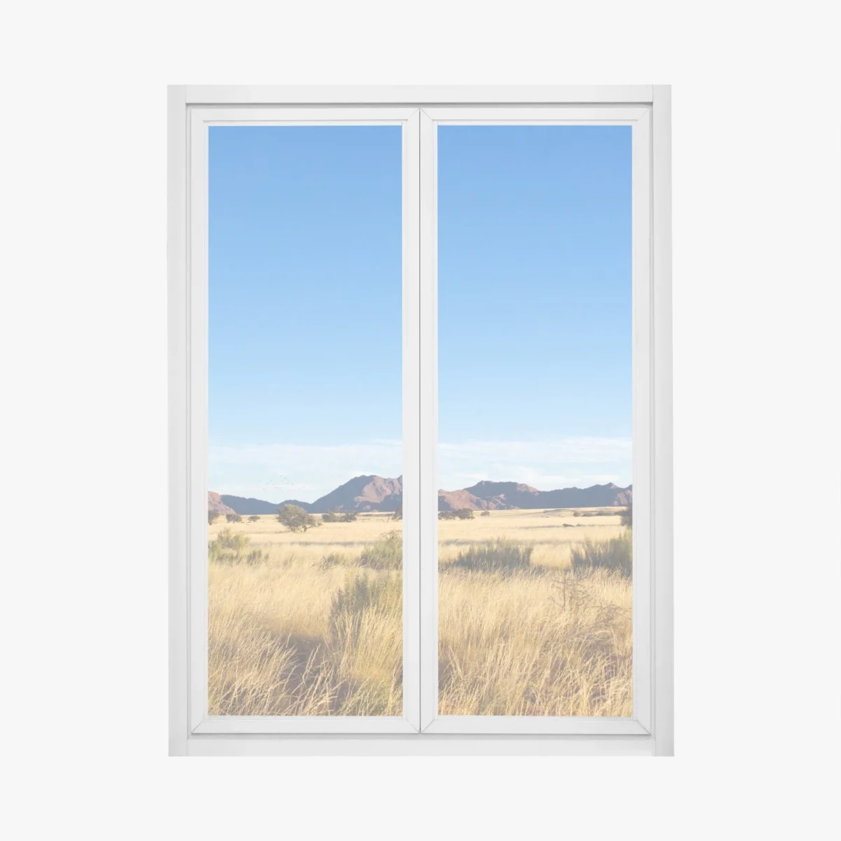 Fensteraufkleber ruhige savannenlandschaft unter klarem blauem himmel – Wallnifity® Fensteraufkleber ruhige savannenlandschaft unter klarem blauem himmel – Wallnifity®