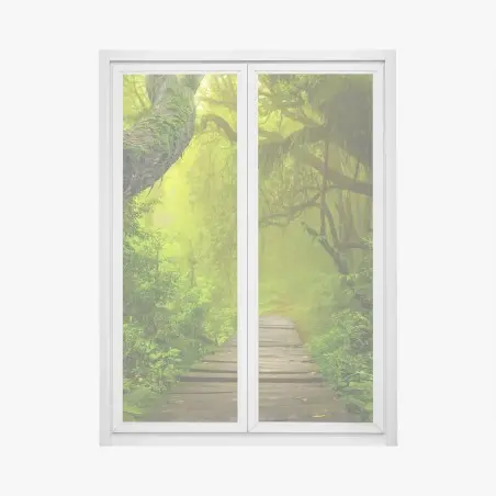 Fensteraufkleber mystischer grüner waldpfad – Wallnifity®