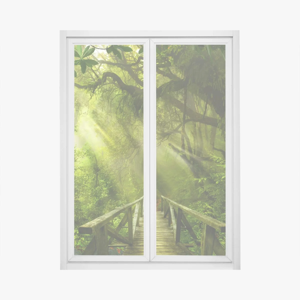Fensteraufkleber sonnenbeschienener waldweg – Wallnifity® Fensteraufkleber sonnenbeschienener waldweg – Wallnifity®