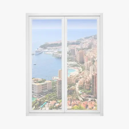 Fensteraufkleber sonnige panoramasicht einer küstenstadt – Wallnifity®