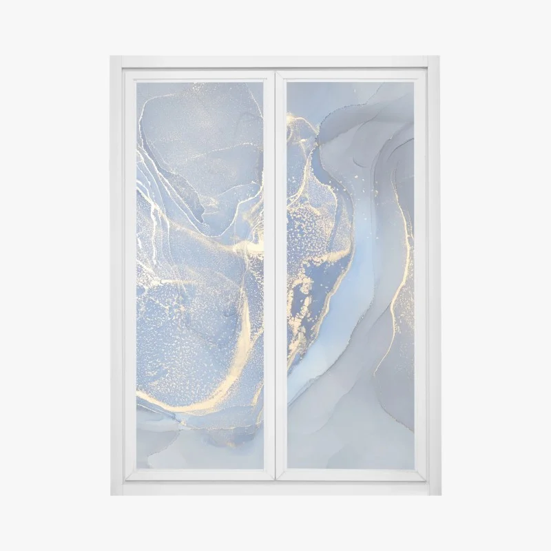Fensteraufkleber ozeanblauer marmor mit goldenen adern