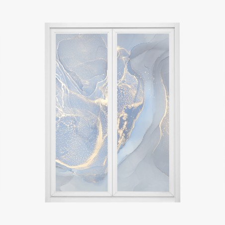 Fensteraufkleber ozeanblauer marmor mit goldenen adern – Wallnifity®